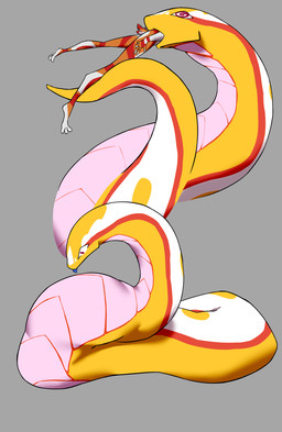 anthro duo fur hypnosis male mind_control oral_vore orange_body orange_fur spiral spiral_pupils vore yellow_body yelling_mouse lagomorph leporid mammal rabbit reptile scalie snake hi_res