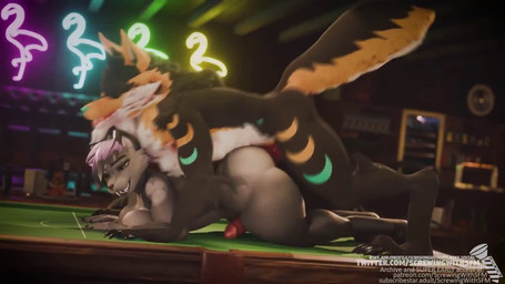 anal anal_penetration anthro bar big_breasts big_butt billiard_table black_body black_fur breasts butt curvy_figure doggystyle duo erection eyes_closed facial_piercing facial_tuft fangs from_behind_position fur furniture genitals grey_body grey_fur gynomorph gynomorph/male gynomorph_penetrated hair huge_thighs humanoid_genitalia humanoid_penis intersex intersex/male intersex_penetrated lying male male_penetrating male_penetrating_gynomorph male_penetrating_intersex markings muscular muscular_male neon_sign nose_piercing nose_ring on_front open_mouth penetration penile penile_penetration penis penis_in_ass penis_size_difference piercing purple_hair ring_piercing rubbing_against rubbing_penis sex sign table tail teeth thick_thighs tongue tongue_out tuft white_body white_fur yellow_body yellow_eyes yellow_fur screwingwithsfm bahn_(slapstick70) saber_(slapstick70) canid canine canis felid mammal prehistoric_species saber-toothed_tiger wolf 16:9 2025 3d_(artwork) 3d_animation animated digital_media_(artwork) loop no_sound short_playtime widescreen