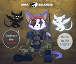 anthro armor clothed clothing eye_patch eyewear female fur group gun male multicolored_body multicolored_skin ranged_weapon weapon vavacung biomutant experiment_101 thq_nordic protagonist_(biomutant) angel breed_(biomutant) demon mammal primal_(biomutant) procyonid raccoon hi_res