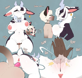 2_horns anthro anus areola ass_up bent_over big_breasts big_butt black_body black_fur blue_eyes bodily_fluids breast_envy breast_size_difference breast_squish breasts breasts_frottage butt choker close-up contact_onomatopoeia different_sound_effects dildo dildo_in_vagina dildo_insertion double_dildo duo ear_piercing ear_tag ejaculation eyewear eyewear_only female female/female fingering fingering_partner freckled_face freckles front_view fur genital_fluids glasses glasses_only hair horn impact_onomatopoeia interspecies jewelry moan mole_under_eye multiple_angles multiple_positions necklace nude onomatopoeia orgasm penetration piercing plap pouting repeated_text saliva sex sex_toy sex_toy_in_vagina sex_toy_insertion short_tail side_profile slapping_pussy small_breasts small_waist sound_effects spread_legs spreading squish tail text thick_thighs tongue tongue_out vaginal vaginal_fingering vaginal_fluids vaginal_orgasm vaginal_penetration vaginal_squirting wearing_glasses white_body white_fur white_hair wide_hips y_anus berrypunchz rigby_the_cat nea_(berrypunchz) throat_goat_(rooination) bovid caprine domestic_cat felid feline felis goat mammal siamese absurd_res hi_res