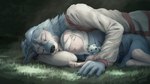 5_fingers anthro anthro_on_anthro black_nose campfire clothed clothed_anthro clothed_female clothed_male clothing cuddling duo eyes_closed female fingers fur grass grey_body grey_fur humanoid_hands lying lying_on_grass lying_on_ground male male/female nature on_grass on_ground outside plant plushie shirt sleeping topwear white_body white_fur white_wool wool_(fur) mr.solar holly_(mr.solar) voldon_(mr.solar) bovid canid canine canis caprine mammal sheep wolf 16:9 2022 hi_res signature widescreen