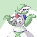 anthro big_breasts breasts clothing female horn red_eyes sharp_horn shirt solo topwear torn_clothing torn_shirt torn_topwear limebreaker mega_milk nintendo pokemon gardevoir generation_3_pokemon pokemon_(species) 1:1 hi_res meme