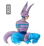 anthro ball_gag bdsm blush bodily_fluids bondage bound drooling erection gag gagged genital_fluids hairless male precum restraints rope rope_bondage saliva solo submissive submissive_male sweat shtarfish dragon_ball dragon_ball_super beerus domestic_cat felid feline felis hairless_cat mammal sphynx_(cat) hi_res