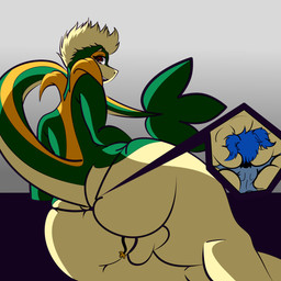anthro anus backsack balls between_buttocks butt clothed clothing dominant dominant_male duo face_in_ass female forced genitals immobile larger_male living_thong looking_back male male/female objectification powerless sitting size_difference smaller_female stuck_to_butt submissive submissive_female teasing thong thong_only thong_straps topless trapped trapped_in_butt underwear underwear_only salazzie nintendo pokemon cash_(syncrovox) nojia_(syncrovox) generation_4_pokemon generation_5_pokemon pokemon_(species) shinx snivy 1:1 hi_res