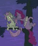 climbing cutie_mark detailed_background duo fangs female feral food garlic hair in_tree looking_at_another night outside plant sky teeth tree vegetable wings gor1ck friendship_is_magic hasbro my_little_pony flutterbat_(mlp) fluttershy_(mlp) pinkie_pie_(mlp) bat_pony equid hybrid mammal 2018