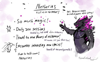 ambiguous_gender anthro black_body brochure cheek_window gesture hand_gesture multi_eye open_mouth open_smile pointing purple_body purple_eyes purple_mouth sales_pitch simple_background smile solo text text_background white_background themefinland monster 2025 artist_name digital_drawing_(artwork) digital_media_(artwork) english_text half-length_portrait hi_res letterbox portrait sketch