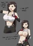 blush breasts female final_fantasy final_fantasy_vii hi_res human human_only mammal nipples not_furry skylark smile solo square_enix talking_to_pred tifa_lockhart vore willing_prey