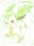 ambiguous_gender brown_eyes feral kemono simple_background solo white_background mabo_(artist) nintendo pokemon eeveelution generation_4_pokemon leafeon pokemon_(species) 3:4 monochrome