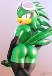 anthro anus butt chest_tuft eyewear eyewear_on_head genitals goggles goggles_on_head looking_back male muscular muscular_male nipples penis presenting presenting_hindquarters smile smirk solo tail tattoo tuft artemissaturn sega sonic_riders sonic_the_hedgehog_(series) jet_the_hawk accipitrid accipitriform avian bird 3d_(artwork) digital_media_(artwork) hi_res