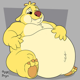 3_toes 4_fingers belly big_belly biped black_eyes claws feet fingers male moobs obese obese_male overweight overweight_male red_nose simple_background sitting solo toes gigizadragon disney lilo_and_stitch reuben_(lilo_and_stitch) alien experiment_(lilo_and_stitch) 2026 hi_res