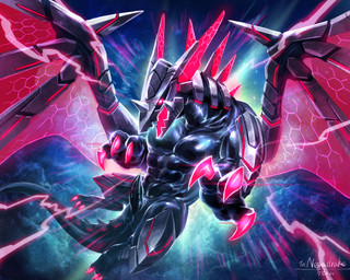 black_body bodily_fluids claws dorsal_fin dorsal_frill ear_fins feral fin frill_(anatomy) genital_fluids genitals horn leaking_precum machine male multicolored_body penis precum red_body red_eyes science_fiction spines wings neganeura mythology negadrake dragon mythological_creature mythological_scalie robot scalie 2022 5:4 hi_res