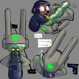 ambiguous_gender anthro balls bangs cheek_bulge deep_throat eyewear genitals glasses glowing group heart_symbol internal jackhammer_position male neck_bulge oral oral_penetration penetration penis_in_mouth rabbit_ears translucent translucent_body trio thecore34 the_common_(core34) unnamed_monster_(core34) ada_(core34) human lagomorph mammal unknown_species 1:1 absurd_res hi_res