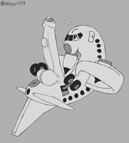 aircraft airplane anus balls big_balls big_penis bodily_fluids feral foreskin genital_fluids genitals heart_symbol huge_penis humanoid_genitalia humanoid_penis machine male masturbation not_furry open_mouth penis precum solo stroking_penis sweat sweatdrop vehicle wings obby living_aircraft living_machine living_vehicle animated animated_gif short_playtime