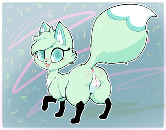 anal anus black_nose blue_body blue_ears blue_eyes blue_fur blue_hair blue_pupils blue_tail blush blush_lines butt dipstick_tail eyelashes female feral fur genitals glistening glistening_eyes hair head_tuft markings open_mouth open_smile pink_anus pupils short_hair smile tail tail_markings thick_tail tuft vulva white_inner_ear white_tail wolps chikn_nuggit slushi_(chikn_nuggit) canid canine fox mammal hi_res