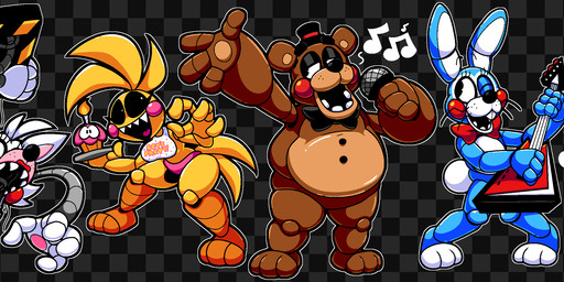 2_heads 3_toes 4_fingers ambiguous_gender anthro bent_legs black_background black_bow_tie black_eyebrows black_eyelids black_eyes black_hair black_nose black_sclera black_top_hat blue_body bow_tie breasts brown_body brown_pawpads buckteeth button_(fastener) checkered checkered_background cheek_spots cheek_tuft clothed clothed_anthro clothed_female clothing electric_guitar electronics eye_contact eyebrows facial_tuft feather_hair feathers feet female female_anthro fingers floating_eyebrows food fur group guitar hair happy holding_microphone holding_object holding_plate light limbless lips long_ears looking_at_another looking_at_viewer machine male male_anthro medium_breasts microphone multi_head multicolored_body musical_instrument musical_note musical_symbol non-mammal_breasts noseless one_eye_closed open_mouth open_smile outline overweight overweight_anthro overweight_male pattern_background pawpads pink_clothing pink_inner_ear pink_toes pink_tongue pink_underwear plate playing_guitar playing_music plucked_string_instrument pseudo_hair red_bow red_lips sharp_teeth short_hair simple_background singing smile smiling_at_another standing string_instrument symbol tail tail_feathers teeth text text_on_bib thick_eyebrows thin_eyebrows toes tongue tuft underwear whiskers white_bib white_body white_eyes white_fur white_hair white_inner_ear white_outline white_tail wire yellow_tail bobberbobman five_nights_at_freddy's five_nights_at_freddy's_2 five_nights_at_frickbear's_(series) five_nights_at_frickbear's_2 five_nights_at_frickbear's_3 scottgames cupcake_(fnaf) mangle_(fnaf) mangle_(frickbear's) toy_bonnie_(fnaf) toy_bonnie_(frickbear's) toy_chica_(fnaf) toy_chica_(frickbear's) toy_freddy_(fnaf) toy_freddy_(frickbear's) animatronic avian bear bird canid canine chicken food_creature fox galliform lagomorph leporid mammal phasianid rabbit robot 2024 colored digital_drawing_(artwork) digital_media_(artwork) english_description english_text hi_res lighting official_art shaded