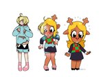 anthro blonde_hair bottomwear clothing female footwear growth hair hoodie hooves horn horn_growth human_to_anthro pants red_nose shoes simple_background skirt smile solo species_transformation surprised topwear transformation transformation_sequence white_background blackshirtboy deltarune undertale_(series) noelle_holiday deer human mammal 2024 absurd_res digital_media_(artwork) hi_res sequence