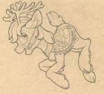 alternate_species antlers ass_up cloven_hooves cutie_mark fashion_saddle harness holidays hooves horn male open_mouth raised_tail short_tail side_view solo tail petrock christmas hasbro my_little_pony ponder deer mammal new_world_deer reindeer graphite_(artwork) hi_res monochrome traditional_media_(artwork)