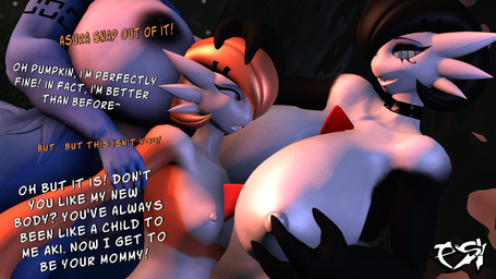 anthro big_breasts black_body black_choker black_hair black_jewelry black_latex black_necklace black_nipples blue_body blue_fur breast_size_difference breasts choker choker_only dialogue female female/female fur group hair huge_breasts hypnosis jewelry latex latex_choker mature_anthro mature_female mind_control mommy_kink multicolored_body multicolored_fur necklace necklace_only night nipples nude nude_anthro nude_female orange_body orange_hair red_eyes ringed_eyes small_breasts text trio two_tone_body two_tone_fur white_body white_fur wide_hips psikokinetic warfaremachine_(modeler) nintendo pokemon star_fox aki_(psikokinetic) asura_(psikokinetic) krystal_(star_fox) canid canine fox gardevoir generation_3_pokemon humanoid mammal pokemon_(species) 16:9 2024 3d_(artwork) 4k absurd_res digital_media_(artwork) english_text hi_res source_filmmaker_(artwork) widescreen