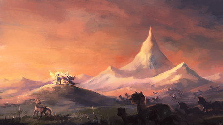 cloud detailed_background feathered_wings feathers female feral fur grass group hair hill horn landscape mountain multicolored_hair nature outside plant sky spread_wings wings cmaggot friendship_is_magic hasbro my_little_pony mythology princess_celestia_(mlp) princess_luna_(mlp) earth_pony equid equine horse mammal mythological_creature mythological_equine pegasus pony unicorn winged_unicorn 16:9 2014 character_request hi_res widescreen