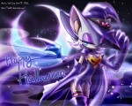 alternative_fashion anthro blue_eyes boots breasts cleavage clothed clothing dress female footwear gloves goth hair handwear hat headgear headwear heart_symbol holidays looking_at_viewer membrane_(anatomy) membranous_wings moon shoes solo star white_hair wings witch_hat sash0 ziyoling halloween sega sonic_the_hedgehog_(series) rouge_the_bat bat mammal 2006 5:4