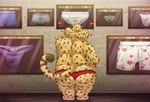 2022 anthro benjamin_clawhauser big_cheeks boxers_(clothing) briefs cheetah chubby_cheeks clothing collection disney english_text felid feline heart_boxers heart_clothing heart_symbol heart_underwear hi_res jockstrap lovkuma male mammal overweight overweight_male red_clothing red_underwear solo text tighty_whities underwear white_briefs white_clothing white_underwear zootopia