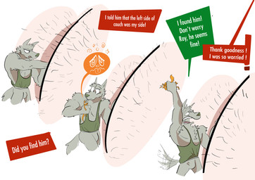 anal anal_fisting anal_penetration anthro big_butt body_hair bottomwear butt butt_hair butt_stuck carrying_another clothed clothed_anthro clothed_male clothing color_coded color_coded_speech_bubble dialogue digging_into_butt fisting fully_clothed fully_clothed_anthro fully_clothed_male fur green_clothing green_shirt green_tank_top green_topwear grey_body grey_fur group huge_butt inside_ass larger_male macro male male/male micro obscured_face orange_body orange_fur pants partially_clothed partially_clothed_anthro partially_clothed_male penetration pink_body pull-out pull_out shirt size_difference smaller_male speech_box speech_bubble tank_top text topwear trio yoga_pants dudenahuel nahuel_(dudenahuel) roy_(dudenahuel) samuel_(dudenahuel) canid canine canis domestic_pig iberian_wolf mammal maned_wolf suid suine sus_(pig) wolf yorkshire_pig 2023 absurd_res colored_sketch english_text hi_res sketch