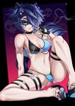 bikini blue_hair breasts camel_toe clothing feet female female_humanoid hair hair_over_eye light_body light_skin one_eye_obstructed solo swimwear tattoo two-piece_swimsuit stevechopz vtuber snuffy animal_humanoid cat_humanoid felid felid_humanoid feline feline_humanoid humanoid mammal mammal_humanoid absurd_res digital_media_(artwork) hi_res