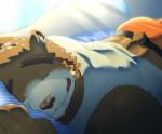 bed brown_body brown_fur butt clothed clothing eyes_closed fur furniture humanoid_hands male overweight overweight_male shirt sleeping solo topwear underwear bontiage lifewonders tokyo_afterschool_summoners volos_(tas) bear mammal 2018 absurd_res hi_res