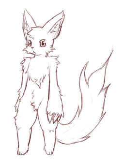 3_toes ambiguous_gender anthro arm_tuft arms_by_side biped chest_tuft claws feet fur head_tuft inner_ear_fluff knee_tuft leg_tuft nude paws shoulder_tuft solo standing tail thick_fur toes tuft white_tail yang_(artist) nintendo pokemon generation_3_pokemon pokemon_(species) zangoose black_and_white monochrome sketch source_request