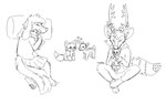 2023 aliasing animate_inanimate anthro antlers black_and_white blush blush_lines bottomwear canid canine clothed clothing cloudpie conditional_dnp deer digital_drawing_(artwork) digital_media_(artwork) eyes_closed female floppy_ears fox fully_clothed group hair handpaw head_tuft heart_symbol hindpaw hoodie horn hugging_plushie hybrid inner_ear_fluff katlyn_(katlyn) living_plushie lop_ears lying mammal microsoft_paint_(artwork) monochrome new_world_deer on_side pants pawpads paws pillow plushie reindeer simple_background sitting sketch sketch_page skirt smile snout tail topwear tuft white_background