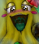 blush brown_hair female flower grass hair leaf male moss open_mouth plant tree gumk nintendo oracle_of_ages the_legend_of_zelda link maku_tree elemental_creature flora_fauna humanoid hylian treant