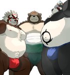 anthro asian_clothing belly big_belly black_nose blue_clothing blue_fundoshi blue_underwear blush brown_body clothing east_asian_clothing fundoshi green_clothing green_fundoshi green_underwear group japanese_clothing kemono male moobs nipples overweight overweight_male red_clothing red_fundoshi red_underwear underwear 9dtq0 lifewonders live_a_hero tokyo_afterschool_summoners goemon_(tas) gyobu_(tas) shoen canid canine mammal raccoon_dog tanuki 2023 absurd_res hi_res