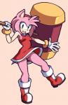amy_rose anthro average-hanzo breasts clothed clothing eulipotyphlan female footwear fur genitals gloves green_eyes hammer handwear hedgehog looking_at_viewer mammal no_underwear pussy sega simple_background smile solo sonic_the_hedgehog_(series) tools