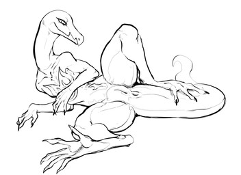 anthro anus chest_markings female female_anthro genitals looking_at_viewer looking_down markings solo spread_legs spreading tail vulva yamabat nintendo pokemon generation_7_pokemon pokemon_(species) salazzle hi_res monochrome sketch