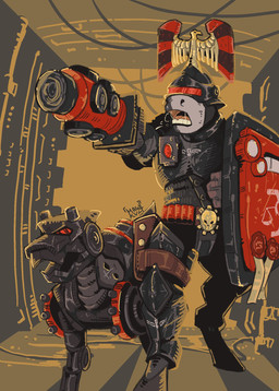 anthro armor bodily_fluids cable club_(weapon) duo gesture hand_gesture headgear helmet hidden_eyes holding_club holding_melee_weapon holding_object holding_shield holding_weapon hooves inside male male/male melee_weapon military open_mouth pointing pointing_at_another saliva shield soldier symbol teeth teeth_showing tongue warrior weapon wearing_helmet mawkvlt canid canine mammal hi_res