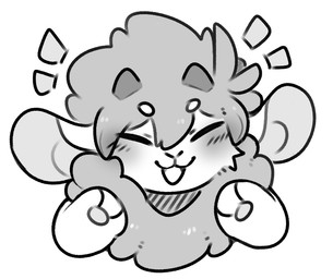 anthro emanata eyes_closed front_view fur hair male open_mouth open_smile simple_background smile solo wool_(fur) wool_hair anotherbearsimp sundae_(anotherbearsimp) bovid caprine mammal sheep 2025 bust_portrait digital_drawing_(artwork) digital_media_(artwork) monochrome portrait