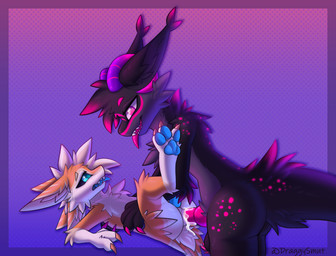 anal anal_penetration animal_genitalia animal_penis anthro anus aroused balls biped blep bodily_fluids butt canine_genitalia canine_penis cheek_tuft chest_tuft claws cum cum_in_ass cum_inside cum_splatter duo erection eye_contact facial_tuft fluffy from_front_position fur genital_fluids genital_slit genitals holding_partner horn inner_ear_fluff knot knotted_penis larger_anthro larger_male legs_up looking_at_another lying male male/male multi_ear nude on_back orange_body orange_fur orgasm pawpads paws penetration penile penile_penetration penis penis_in_ass pink_body pink_fur purple_body purple_fur sex simple_background size_difference slim small_waist smaller_anthro smaller_male smaller_penetrated smile tail tapering_penis tongue tongue_out tuft waist_grab white_body white_fur draggyavali mythology draggy_(draggysmut) hudzell avali dragon furred_dragon furred_scalie lumistera mythological_creature mythological_scalie scalie digital_drawing_(artwork) digital_media_(artwork) hi_res signature