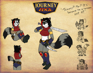 5_toes anthro armor barefoot bdsm bondage bound bracers breasts clothed clothing dagger fantasy feet female foot_focus hands_behind_back humanoid_feet hypnosis melee_weapon mind_control plantigrade restrained restraints rope skimpy soles solo submissive submissive_female sword thief tight_clothing toe_restraints toes toes_tied weapon irkingir jenn_(irkingir) mammal procyonid raccoon hi_res model_sheet