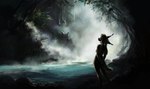 anthro breasts cave day detailed_background female forest nude outside plant solo standing tree water elkir 2022 digital_media_(artwork) tagme