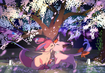 accessory ambiguous/ambiguous ambiguous_feral ambiguous_gender bow_(feature) bow_ribbon building cheek_tuft cherry_blossom cherry_blossom_tree cherry_tree city collar collar_tag detailed_background duo eyes_closed facial_tuft feral feral_on_feral flower forehead_gem forked_tail fruit_tree fur furgonomics gem heart_collar_tag kemono kiss_on_lips kissing lamp lantern leg_markings light markings monotone_body monotone_fur monotone_tail multicolored_body multicolored_fur night outside pink_body pink_ears pink_fur pink_tail plant prunus_(flower) purple_inner_ear quadruped red_bow red_inner_ear red_ribbon ribbons romantic romantic_ambiance romantic_couple side_view sitting sky socks_(marking) standing star starry_sky tail tail_accessory tail_bow tail_ribbon tree tuft two_tone_body two_tone_fur unusual_anatomy unusual_tail white_body white_fur watashigu nintendo pokemon gem_(gemofevan) poke_(pokemonlover) eeveelution espeon felid feline generation_2_pokemon generation_6_pokemon mammal pokemon_(species) sylveon colored digital_media_(artwork) hi_res lighting shaded signature