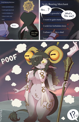 5_fingers anthro big_breasts biped black_body black_fur black_hair black_tail blush bodily_fluids breasts clothed clothed_anthro clothed_female clothing crossgender curved_horn dialogue featureless_crotch female female_anthro fingers fur grey_body grey_fur group hair holding_object holding_staff horn interrobang navel nipple_outline staff standing sweat sweatdrop tail tail_tuft text thick_thighs tuft white_body white_fur wide_hips yellow_eyes jasminthemanticore elden_ring elden_ring_nightreign fromsoftware libra_creature_of_night wylder_(nightreign) bovid caprine caprine_demon demon goat_demon mammal comic english_text hi_res