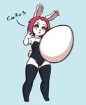 anthro blush boots breasts bunny_costume clothed clothing costume dialogue easter_egg egg eyelashes female footwear fur hair holidays legwear long_ears multicolored_tail pink_hair red_hair scut_tail shoes short_tail tail text thick_thighs thigh_boots thigh_highs throwing white_body white_fur shy_ayu easter angelique_(soff_doll) easter_bunny humanoid lagomorph leporid mammal rabbit english_text hi_res meme