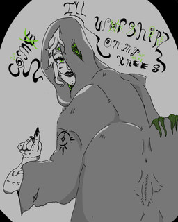 ambiguous_gender bulge butt butt_focus butt_grab divineeldrichbottom eldr eldritch femboy hand_on_butt solo tentacles text lovecraftian_(genre) humanoid hi_res