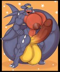 absurd_res anthro areola balls biceps big_balls big_breasts big_penis black_sclera breasts erection fist garchomp generation_4_pokemon genitals gynomorph hi_res huge_balls huge_breasts huge_penis hyper hyper_balls hyper_genitalia hyper_penis intersex multicolored_body muscular muscular_anthro muscular_gynomorph muscular_intersex nintendo nipple_dip nipples nude orange_eyes penis pillowymounds pokemon pokemon_(species) red_areola red_nipples solo two_tone_body