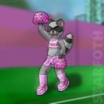 cheerleader cheerleader_outfit clothed clothing crossdressing footwear latex male rubber_clothing shoes sneakers solo star_art_hd great_mother_(setting) union_city mammal procyonid raccoon 1:1