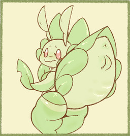 antennae_(anatomy) anthro anus arthropod_abdomen arthropod_abdomen_anus arthropod_abdomen_genitalia arthropod_abdomen_vulva big_butt border breasts bubble_butt butt closed_smile empty_eyes eyebrows eyelashes female genitals green_background green_body green_border humanoid_genitalia humanoid_vulva leaf leaf_arms looking_at_viewer looking_back looking_back_at_viewer mouth_closed nervous nude pink_eyes plant raised_abdomen rear_view simple_background smile solo standing thick_thighs vulva wavy_mouth wavy_smile moogers nintendo pokemon arthropod elemental_creature flora_fauna generation_5_pokemon insect leavanny pokemon_(species) 2023 absurd_res digital_media_(artwork) green_theme hi_res portrait shaded soft_shading three-quarter_portrait