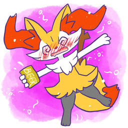 alcohol ambiguous_anthro ambiguous_gender anthro beverage biped blush blush_lines blush_stickers blushing_profusely bodily_fluids bubble can container dipstick_tail drooling drunk drunk_bubble front_view holding_alcohol holding_beer holding_can holding_container holding_object markings object_in_tail on_one_leg open_mouth saliva simple_background solo spiral spiral_eyes standing stick stick_in_tail substance_intoxication tail tail_markings annyui0611 nintendo pokemon braixen canid generation_6_pokemon mammal pokemon_(species) 1:1 2024 digital_drawing_(artwork) digital_media_(artwork) full-length_portrait hi_res japanese_description portrait translated_description