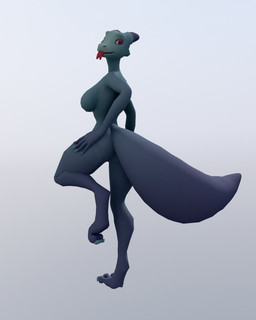 anthro breasts featureless_breasts female gradient_body grey_body hand_on_leg hand_on_thigh nude on_foot presenting_thigh red_eyes solo standing tail thick_thighs questionable_aesthetics_(artist) questionable_aesthetics_(modeler) lizard reptile scalie 3d_(artwork) 4:5 absurd_res blender_(artwork) blender_eevee_(artwork) digital_media_(artwork) hi_res