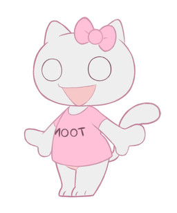 ambiguous_anthro ambiguous_gender anthro barefoot biped bow_ribbon chibi clothed clothed_ambiguous clothed_anthro clothing empty_eyes feet legs_together mitten_hands noseless open_mouth open_smile panties pantsless pink_clothing pink_mouth pink_panties pink_ribbon pink_shirt pink_topwear pink_underwear shirt simple_background simple_eyes smile solo standing tail text text_on_clothing text_on_shirt text_on_topwear three-quarter_view topwear underwear white_background white_body white_ears white_tail 4chan_anon unknown_artist 4chan moot domestic_cat felid feline felis mammal 2025 digital_media_(artwork) flat_colors full-length_portrait portrait female_(lore)