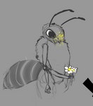 3_fingers 4_arms ambiguous_gender antennae_(anatomy) anthro arthropod_abdomen fingers flower multi_arm multi_limb plant pollen solo pokast arthropod bee hymenopteran insect